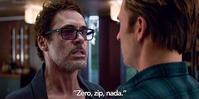 Ironman saying 'zero zip nada'